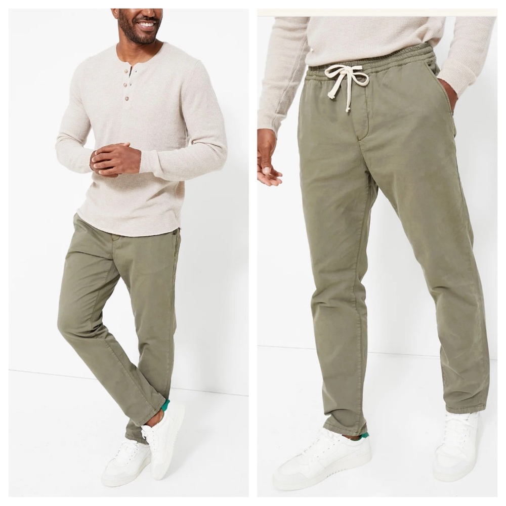 New! Marine Layer Athletic Fit Saturday Pant, Olive 16103